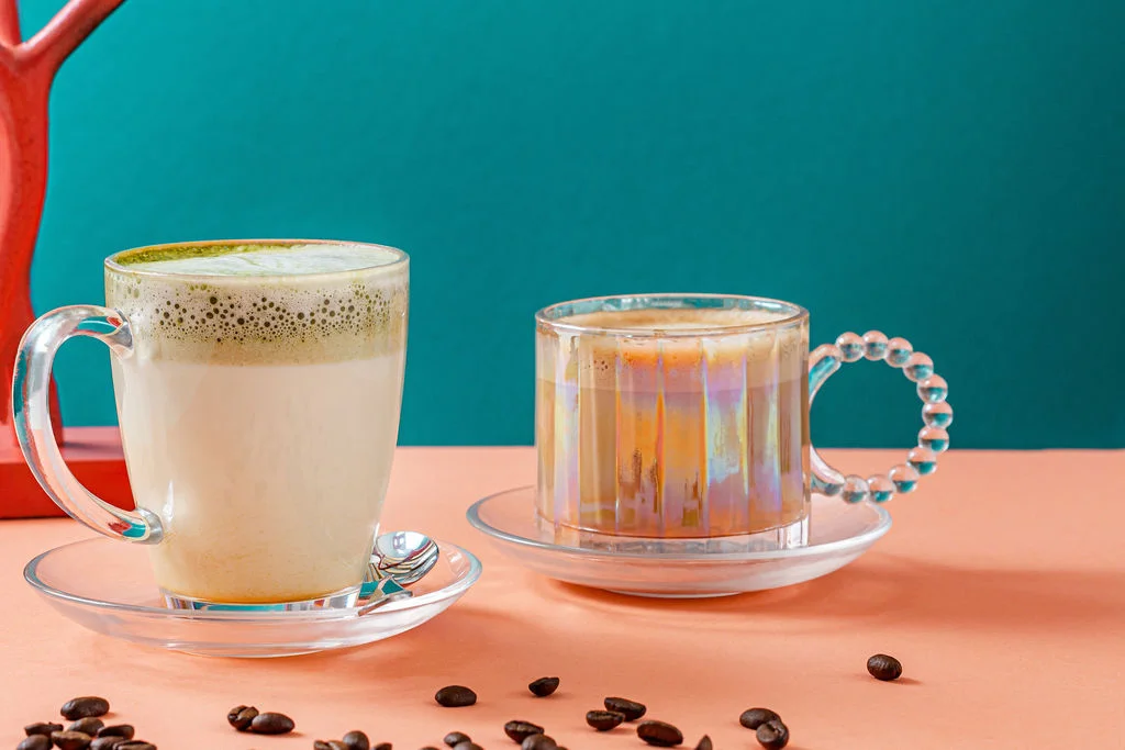 Coffee Aruba with two specialty coffee drinks served fresh at Waffles Beach House drinks menu in Aruba